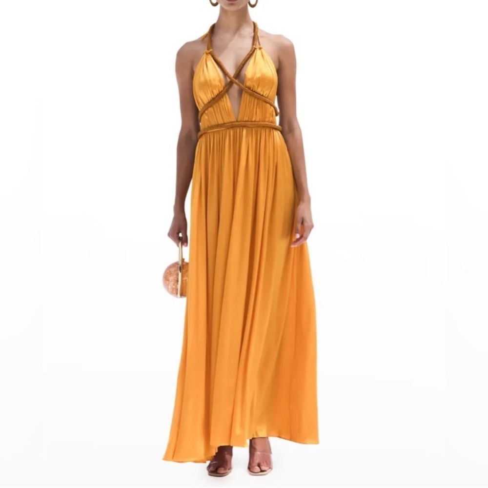 Cult Gaia Salee Satin Empire Gown in Marigold - Size 8